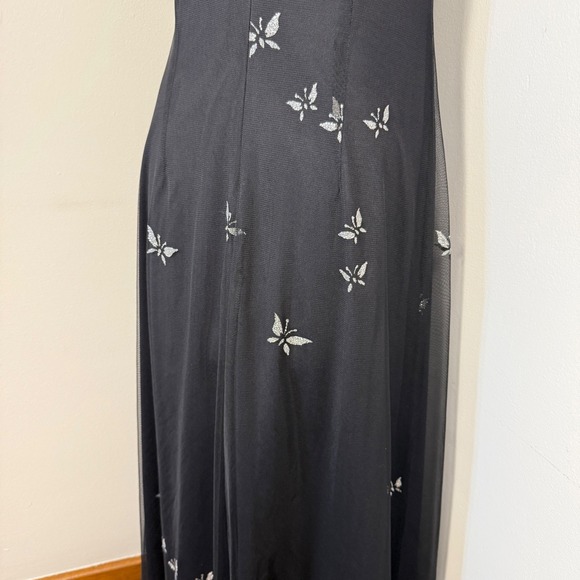 VTG‎ 90s Virgo II Black Butterfly Sheer Sz 10 Maxi Dress Formal Fairy Whimsigoth - Picture 5 of 8